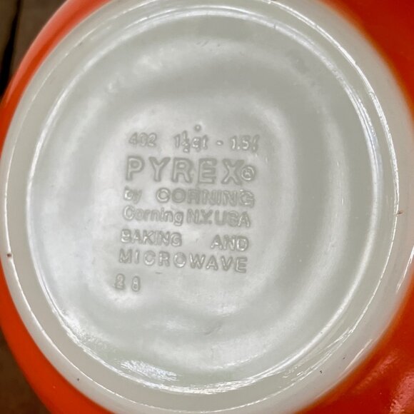 Pyrex 402 Reverse Primary Orange 1 1/2 Qt Mixing Bowl - Picture 5 of 14